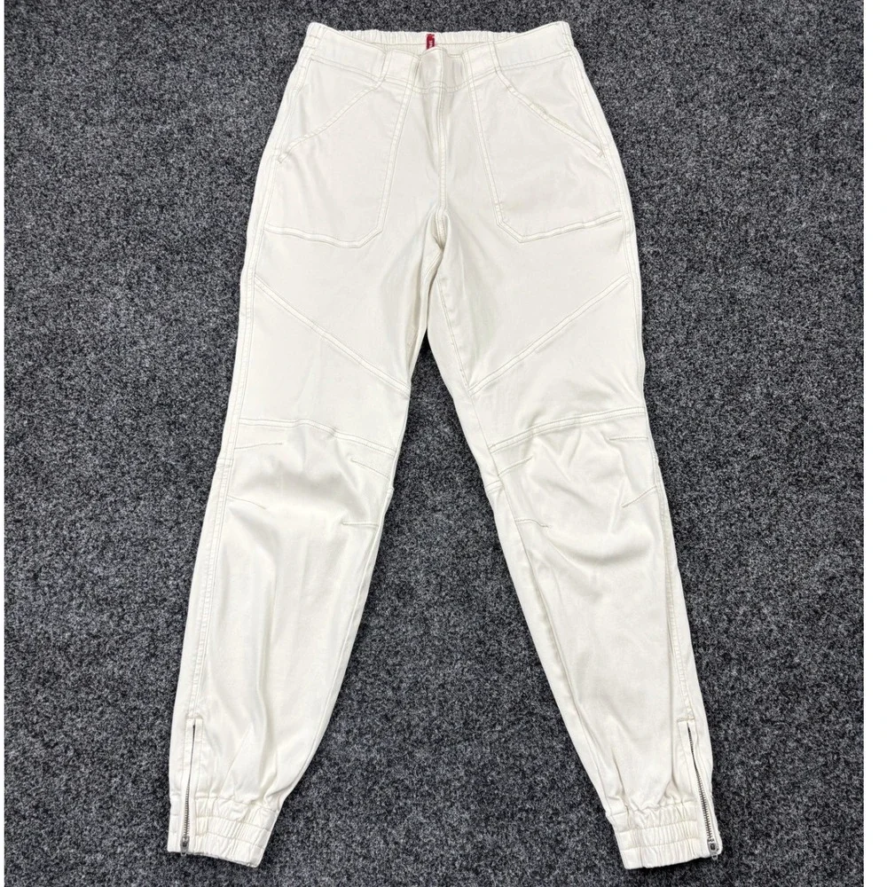 Spanx Women's Medium Jogger Pants Off White Zipper Ankle Elastic Waist Casual M